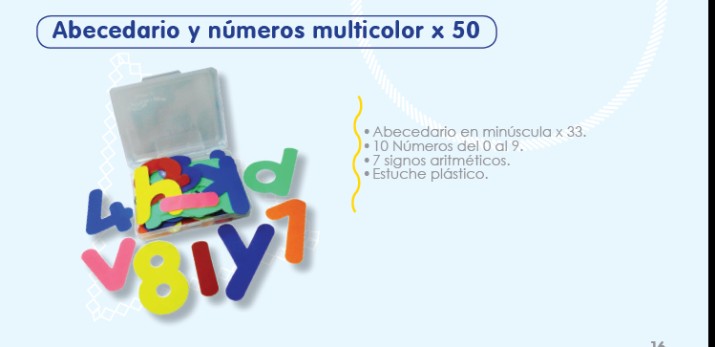 abecedario y numeros multicolor x 50 