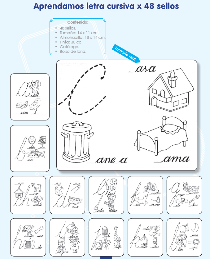 Sellos Didcticos Aprendamos Letras Cursivas x 48